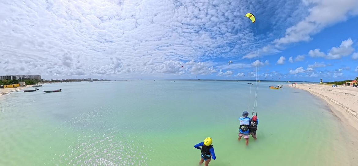 Kitesurfing in Crystal-Clear Shallow Water – Learn Right in Front of Aruba Kitesurfing School