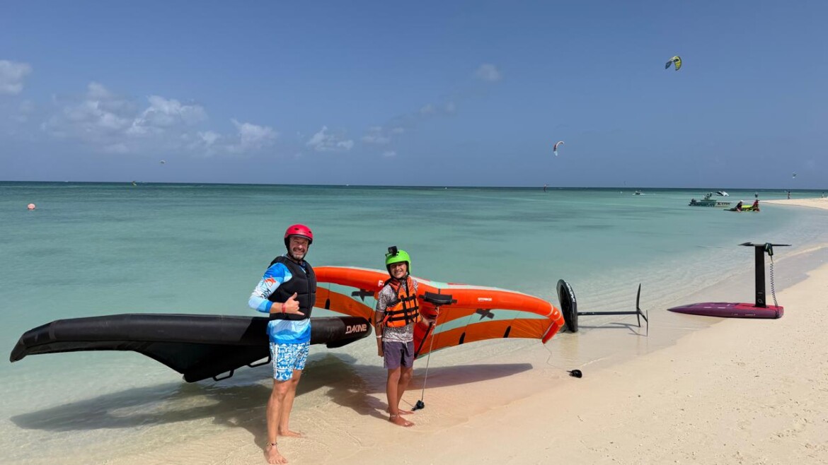 Family Wing Foiling in Aruba: Simon’s Amazing Adventure with His Dad