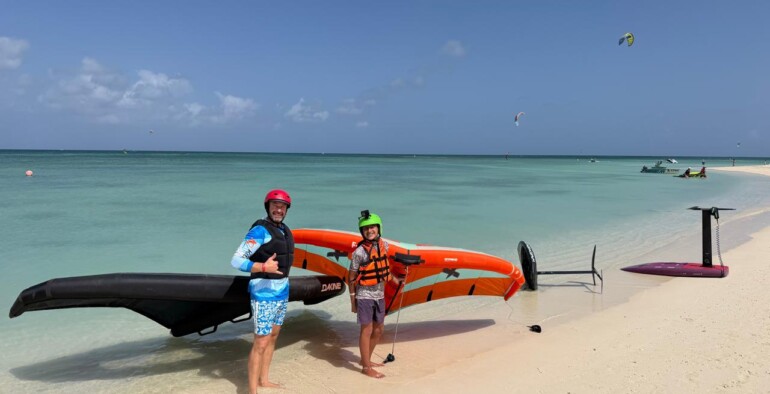 Family Wing Foiling in Aruba: Simon’s Amazing Adventure with His Dad
