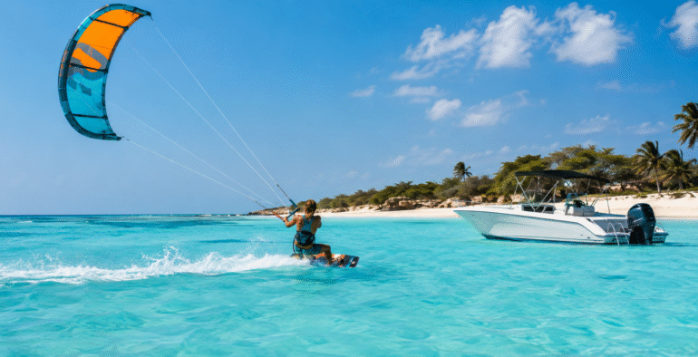 Boat Kitesurfing Classes in Aruba: More Freedom, More Wind, More Progress